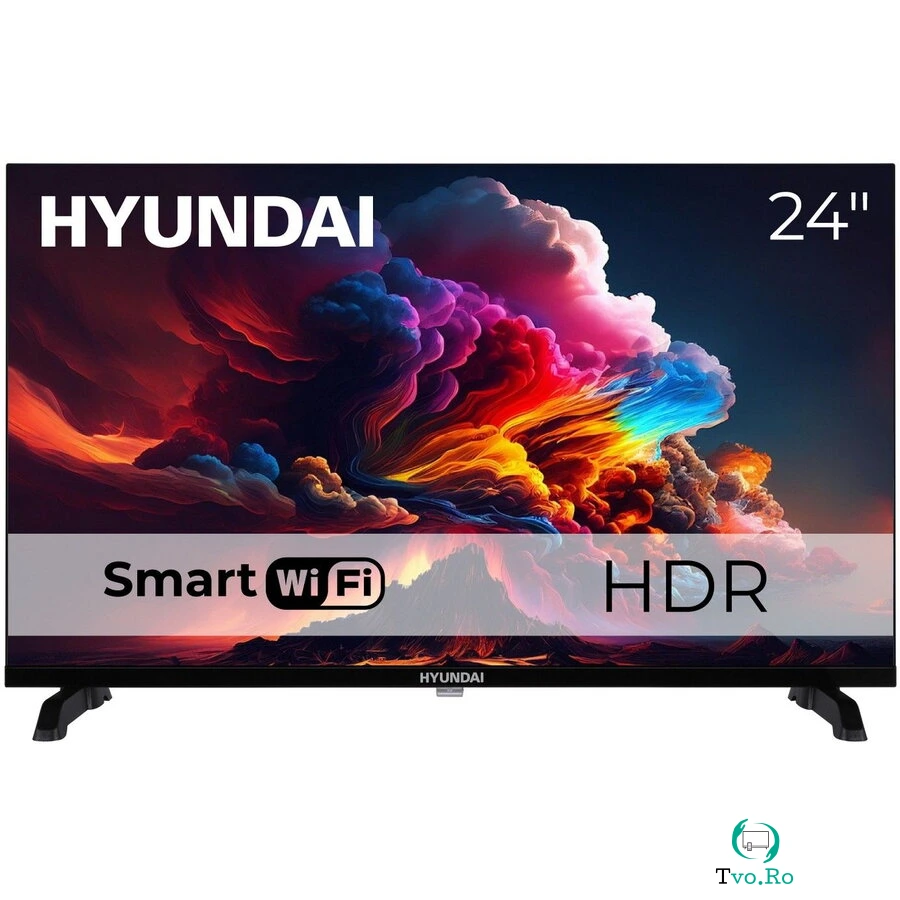 Hyundai Televizor Hyundai HLM24TS500SMART, 24, 60 cm, DLED, Smart TV, HD Ready, Wifi, Negru