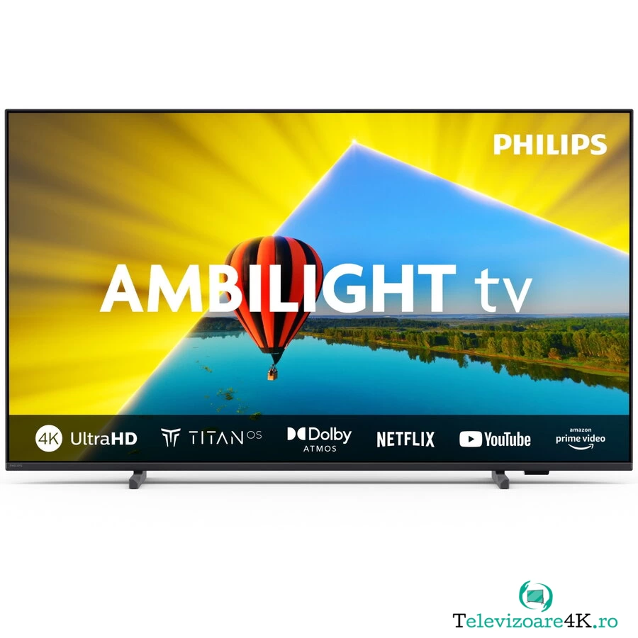 Philips Televizor Philips AMBILIGHT tv LED 50PUS8079, 126 cm, Smart TV, 4K Ultra HD, Clasa F