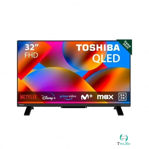 Toshiba Toshiba 32QV2F63DG, TV QLED, 32 inch, 80 cm, FullHD, 60 Hz, HLG, Smart TV, HDR10, Dolby Audio, 3840 x 2160 pixeli, 60 HZ, Negru
